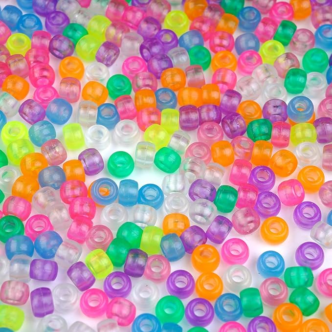 1000pcs Pony Beads, 15 Color Kandi Beads for Bracelets Making Kit, Hair Braids Crafts Jewelry Making Crafts Friendship Necklace Earrings DIY (Night Light Mixed Color)