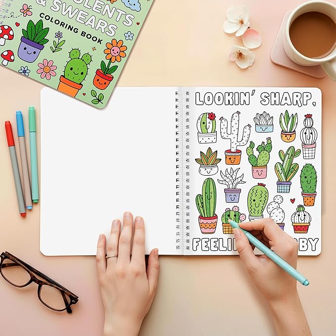 Beautiful Coloring Book Set of 2 for Adult Relaxation - Funny Coloring Books with Floral Designs for a lot of Laughs - The Perfect Stress-Relieving Gift for Women