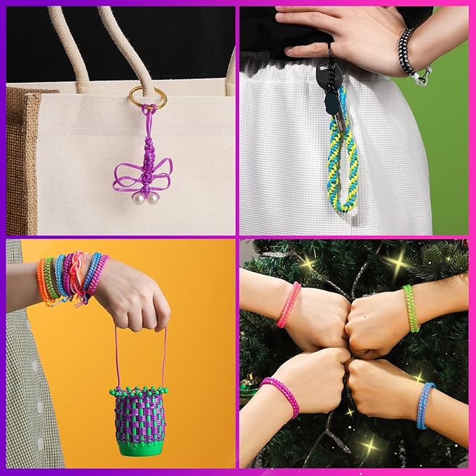 FANDAMEI 8 Color Lanyard Kit, Bright Color Lacing Cord, Lanyard String for Crafts, Bracelets and Jewelry Making
