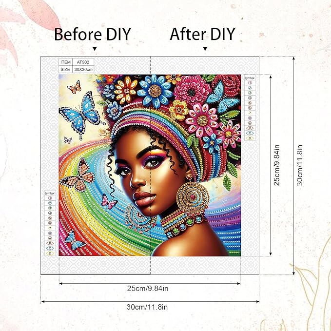 AiYuanzsh 5D Special Shaped Diamond Painting Kit - African American Woman Design, Unique Crystal Rhinestone Diamond Art Set for Beginners and Adults, Perfect for Home Wall Decor and Holiday Gifts