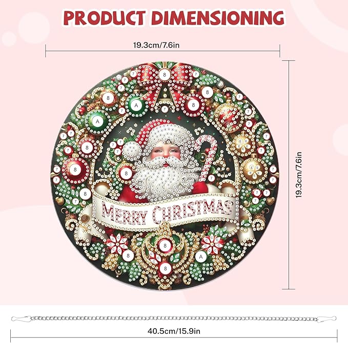 Bowetile Christmas Diamond Art Hanging Kits for Adults, Diamond Art Suncatchers Santa Claus, 5D Special Shape Diamond Painting Pendant Window Ornament Christmas Gifts for Home Door Wall Decor