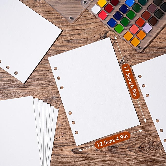 Fuumuui Travel Watercolor Large Paper Refill - 20 Sheets 140 LB (300 GSM) Cold Pressed, Acid-Free Cotton Paper for Painting, Drawing, Art Journaling, Sketchbook As Travel Notebook - 4.9 * 6.9 Inches