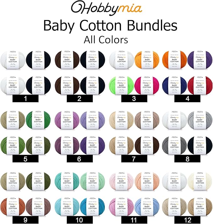 Baby Cotton Yarn Bundles for Crocheting - Each Ball is 50g / 180yds - (2) Fine, Sport Weight Yarn - Amigurumi Yarn, Crochet Thread - & 5 Stitch Makers (Forest)