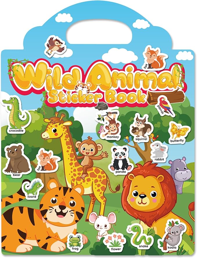 walenced reusable sticker book for toddlers, stickers for kids, toddler craft activities, toddler travel toys ages 3 and up boy girl birthday gifts