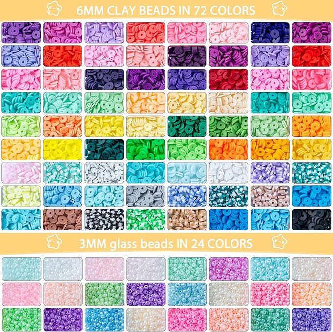 sjzwsd 6-box friendship bracelet making kit - 16,000pcs clay, seed & glass beads collection, letter beads, charms