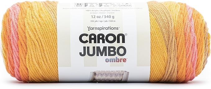 Caron Jumbo Ombre Sunset Yarn - 2 Pack of 12oz/340g - Acrylic - #4 Worsted (Medium) - 595 Yards - Knitting & Crochet