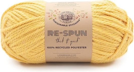 Lion Brand Yarn, Re-Spun Thick & Quick Super Bulky Yarn for Knitting, Crochet, and Crafts, Sunshine, 1 Pack, Soft Fiber for Chunky Blankets, Bulky Throws, and Cozy Sweaters