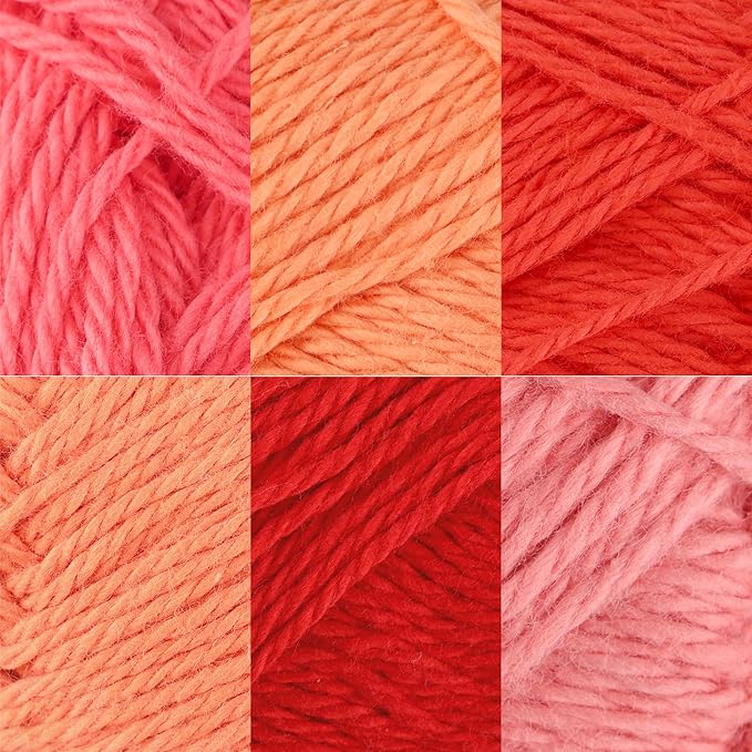 JubileeYarn Cotton Select Yarn - 50g/Skein Sport Weight - Bonfire Pyre Colorway - 6 Skeins