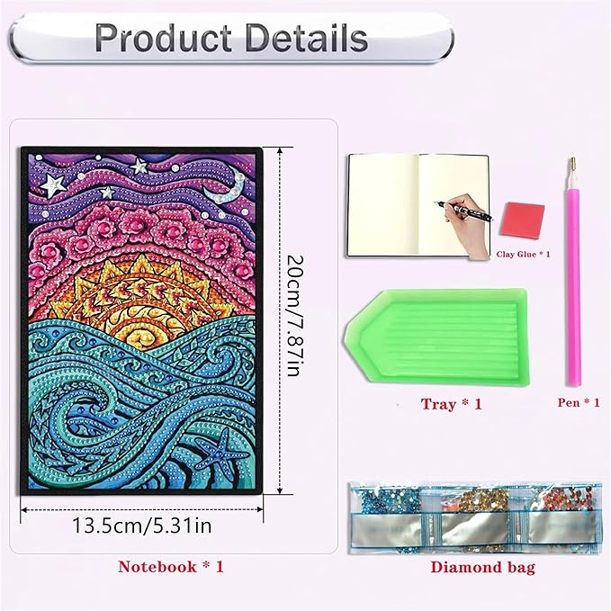 Mandala Diamonds Painting Notebook for Adults, A5 Diamond Art Journal and DIY Sketchbook, Diamond Art Kit Supplies,Gift for Beginners, Craft Lovers, Artists. (Mandala)