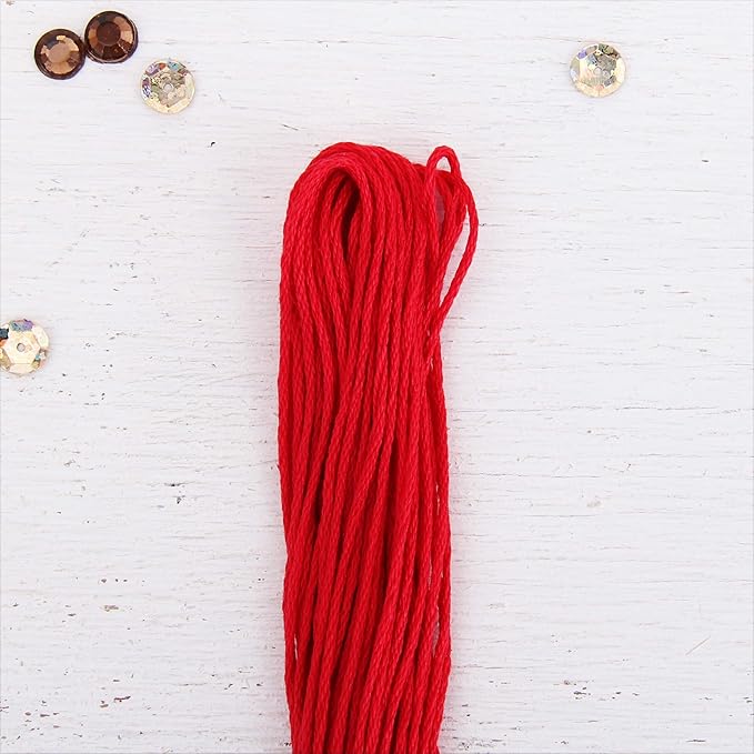 12 Skeins ThreadArt Premium Egyptian Long Fiber Cotton Embroidery Floss | Red | 6 Strand Divisible Thread 8.75yds Each for Hand Embroidery, Friendship Bracelets, Cross Stitch and Crafts