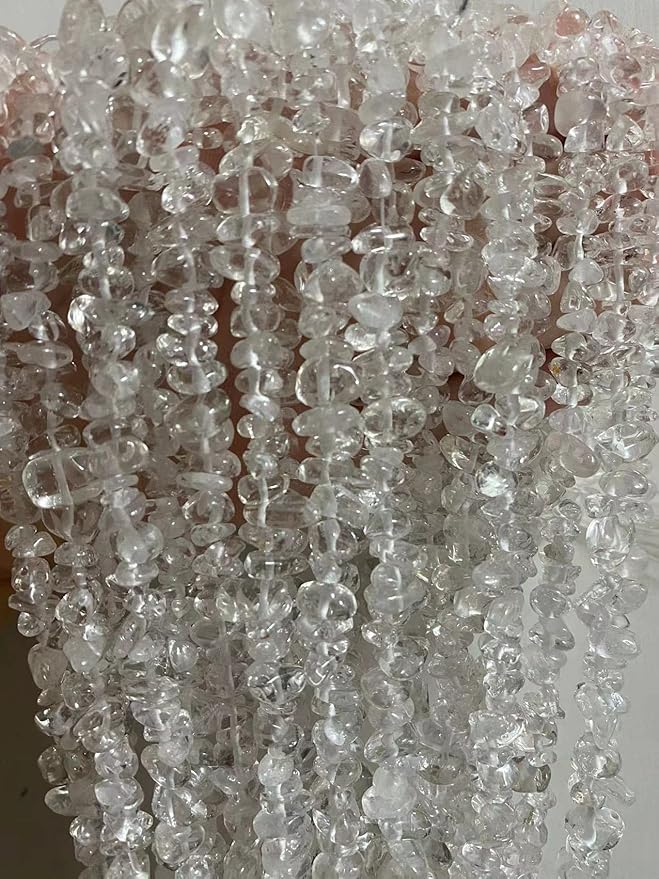 7-8mm Natural Clear Crystal Quartz Gemstone Chips Beads Healing Crystals Waist Bracelets Necklace Kit Irregular Stone DIY Crafts Design Jewelry Making