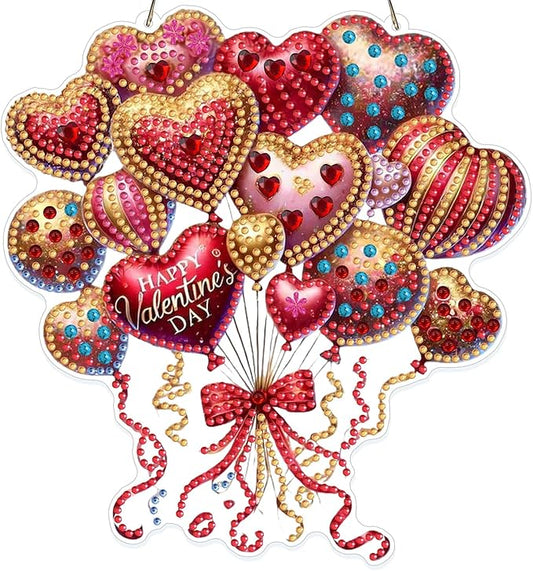 GHHKUD Heart-Shaped Balloon Diamond Art Hanging Kit for Adults, DIY Double Sided Diamond Painting Hanging Valentines Kits Adults, Special Shaped Acrylic Ornaments Pendants for Window Home Garden Wall