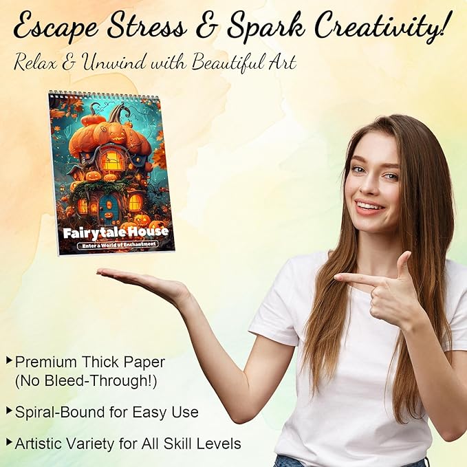 Coloring Books for Adults Relaxation Coloring Book for Women Spiral Bound Printed On One Side Thick Paper Mindfulness Halloween Gifts, Mindfulness Coloring Book 24 Coloring Pages