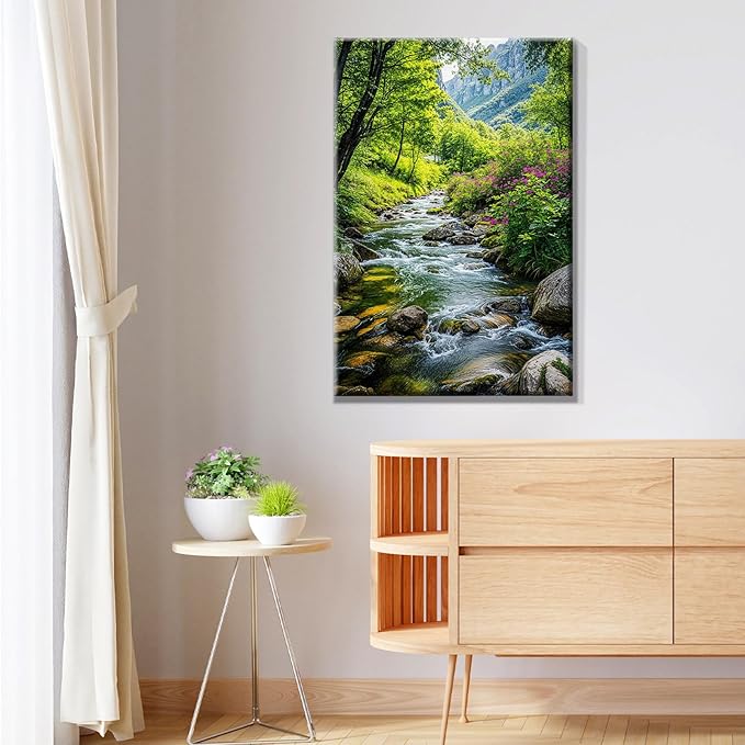 JOOZ Landscape Paint by Numbers Kit for Adults with Frame Mountain Paint by Number with Easel Forest Oil Painting Kits for Home Wall Decor 8 x 12 Inch