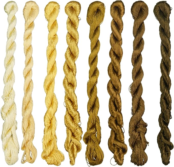 Natural 100% Silk Thread, Handmade Embroidery Thread Silk Floss 8 Colors 110m Each (21)