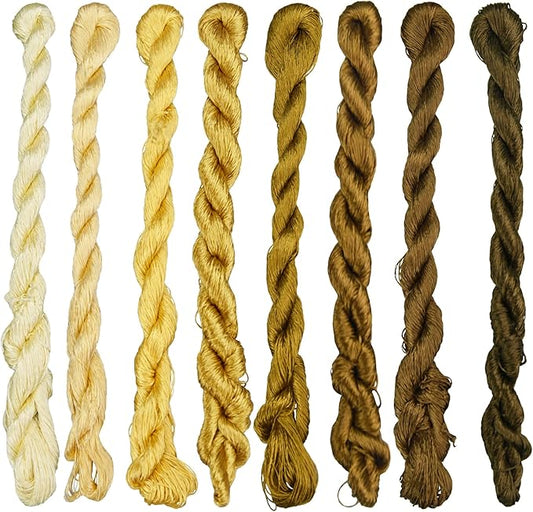Natural 100% Silk Thread, Handmade Embroidery Thread Silk Floss 8 Colors 110m Each (21)
