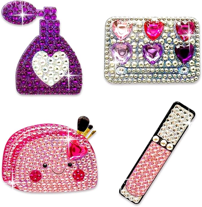 stickerbeans® rhinestone stickers – glam squad 2 4-pack, 2” x 2” unique sparkly cut-to-shape for collecting, trading, decorating laptops, phone cases, scrapbooks, kids, teens, & adults