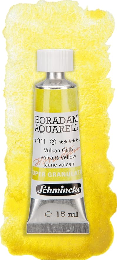 Schmincke - HORADAM® AQUARELL, Super-Granulation Set Volcano, 5 x 15 ml tubes, 74 868 097, wooden box, very strong granulating colors, finest, supergranulating watercolors