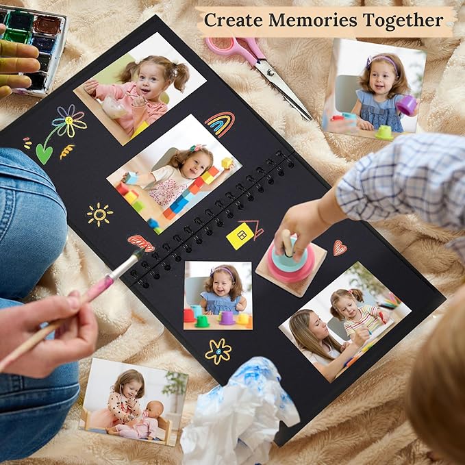 Scrapbook 8x8 Inch DIY Scrapbook Album Hardcover Kraft Paper Scrap Book Photo Albums 40 Pages Perfect for 4x6 / 5x7 Photos Memory Book for Family, Wedding