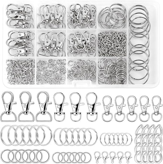 Prdingfy 282PCS Keychain Making Kit, Keychain Craft Supplies Including Key Chain Hooks, Lobster Clasps, Key Rings and Jump Rings for Key Chain Making and Jewelry Making(Silver)