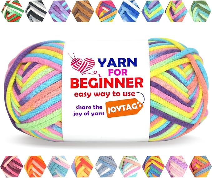 50g Rainbow Beginner Crochet Yarn for Crocheting and Knitting Multicolor Cotton Crochet Yarn for Beginners Easy Yarn for Beginners(Rainbow 03)