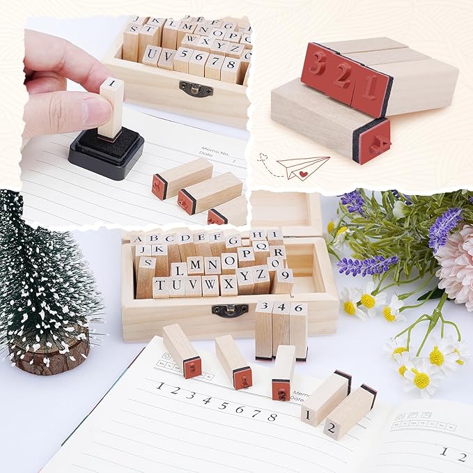 UCEC 36PCS Alphabet Letter Stamps for Clay with Ink Pad – Scrapbook Supplies Rubber Stamps for Journaling, Custom Stamp for Crafting–Letter Stamp Set Scrapbook Kit for Scrapbooking & Stamping Supplies