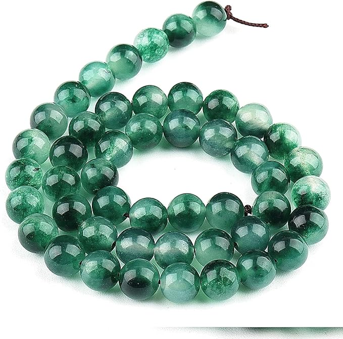 Natural Stone Beads for Jewelry Making - 6mm Gemstone Round Beads for Bracelets(58-60pcs, 6mm, Moss Jade)