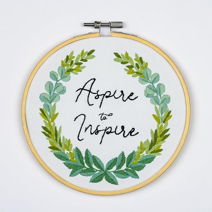 DUTCH STITCH BROTHERS Aspire Embroidery Starter Kit with Pattern and Instructions. Stamped Embroidery Kits with Embroidery Clothes with Pattern. 6" Embroidery Hoop