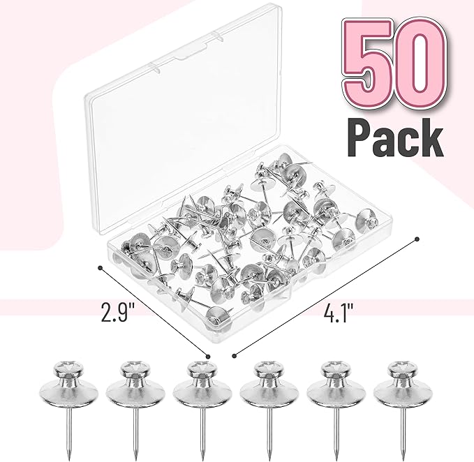 Mr. Pen Double Headed Picture Nails - 50 Pack, Silver, Tacks for Wall Hangings