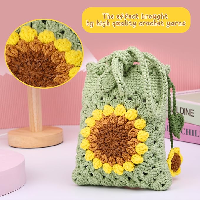 Pnytty Crochet Kit for Beginners Phone Bag Beginners Crochet Kit, Crochet Craft Starters Kits for Adults with Easy Step-by-Step Video Tutorials