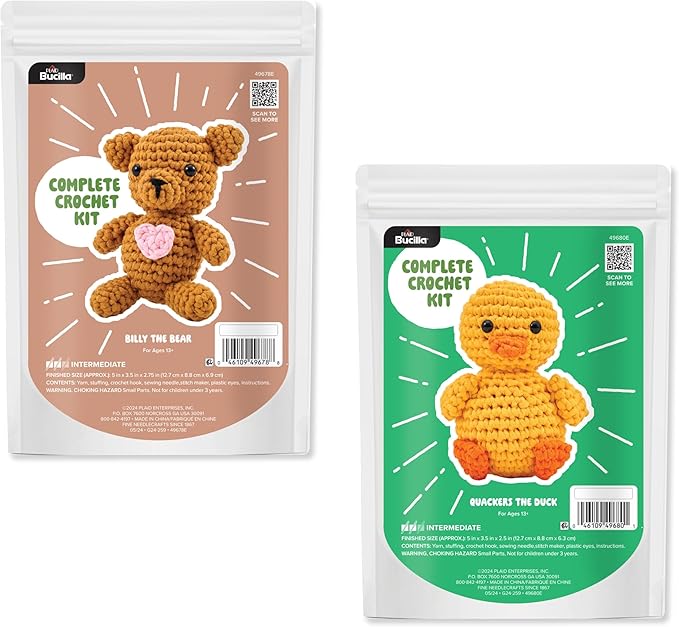 Bucilla 2 Piece Complete Crochet Kit, Forest Duo, 5"