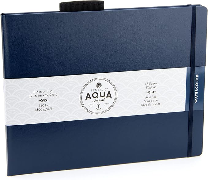 Pentalic 8.5" x 11" Aqua Journal, Watercolor, 48 Pages, Blue