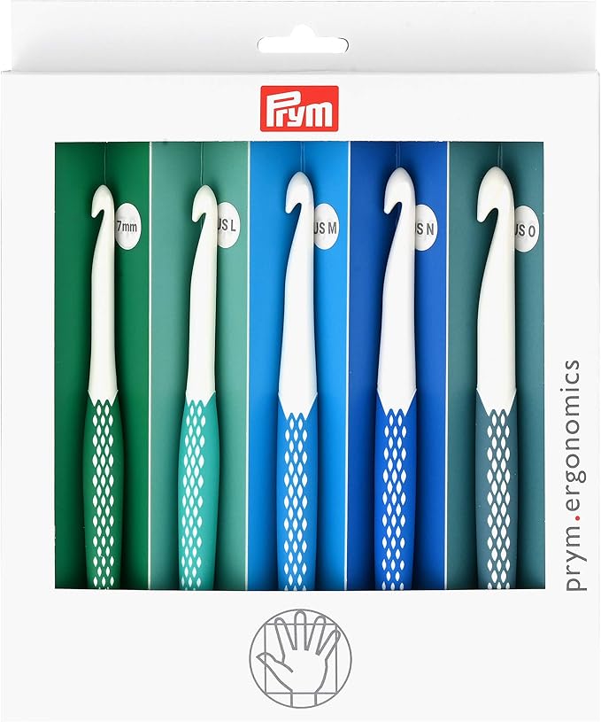prym ergonomics crochet hook set, large (7mm, l, m, n, o)
