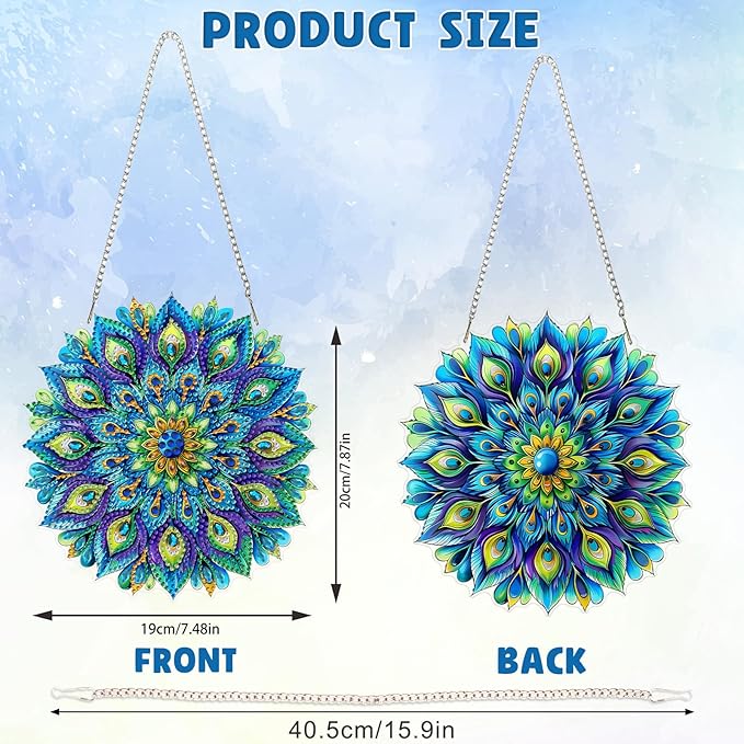 DOMROM Peacock Diamond Art Hanging Kits for Adults Beginners, Special Shaped Crystal Diamond Painting Peacock Pendant, DIY Diamond Art Suncatchers Animal for Home Garden Wall Decor Gift