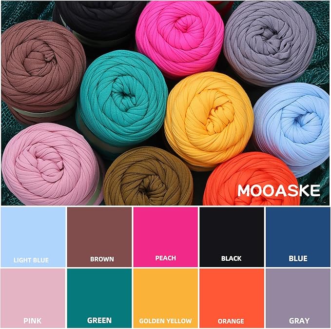 2 Pack T-Shirt Crochet Yarn for DIY Knitting Crochet Cloth Blanket Bag Dolls - 400g Chunky Thick Yarn for Crocheting with Polyester-Spandex Blend Elastic Fabric (Yellow)