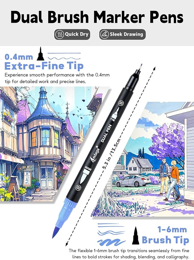 80 Colors Numbered Dual Tip Brush Pens with Free App, Fine and Brush Tips Pens for Adults, Coloring Markers for Coloring Book Bullet Journaling Note Taking Planner Hand Lettering