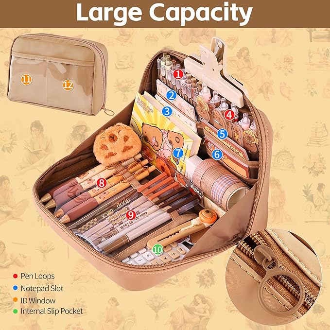 Gryast Complete Student Stationery Set Junk Journal Kit - All-in-One Scrapbook Supplies with Dog Pins, Pens, Stickers, Notebooks & More | Creative Journal Supplies for Memory Keeping (Brown)