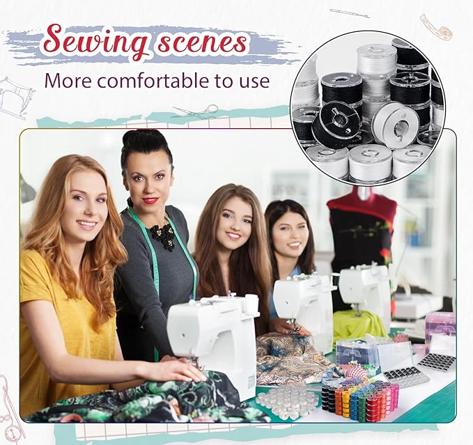 Black& White Bobbin Thread Set with Case - Prewound Class15 Bobbin for Singer/Brother/Janome/Embroidery Machines
