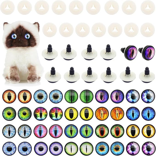 Julie Wang 20Pairs 10MM Dragon Safety Eye Plush Animal Crafts Making for Adult Artist Model Enthusiast Amigurumi Crochet Project DIY Supplies with Washer 0.39 inches