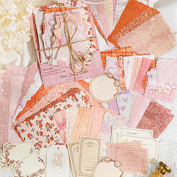 100 Sheets Vintage Scrapbook Papers Journaling Scrapbooking Supplies Kit junk journal supplies Decorative Craft Paper for Planner, Collage Paper Embellishment
