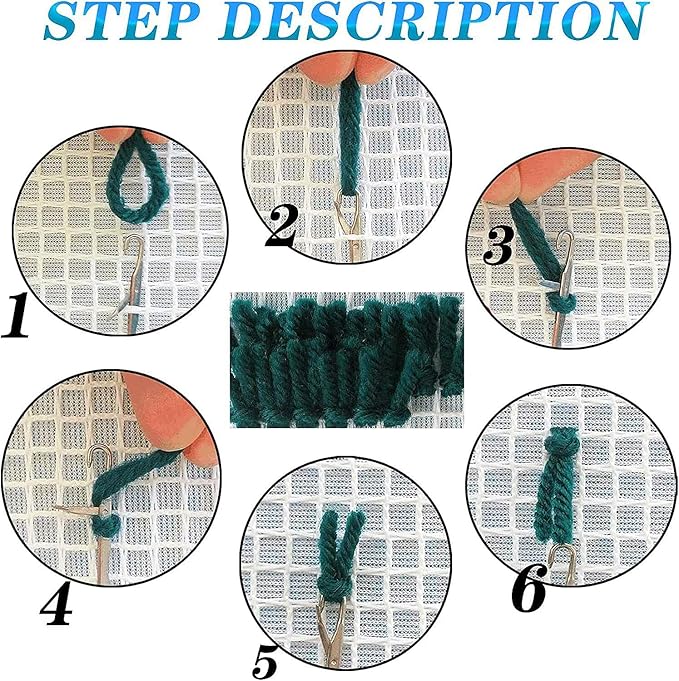 Merry Christmas Santa Clause Latch Hook Rug Kit for Adults Easy Carpet Cushion with Printed Canvas Crochet Yarn Craft DIY Hooking Tapestry for Home Floor Decoration Pets Pads 52x38cm(1)