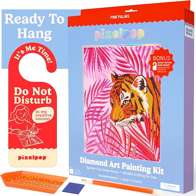 HOUSE OF PARTY Diamond Art Paintings Kit - DIY Diamond Art with Wood Frame, Playlist & Door Hanger | Premium Diamond Art for Relaxation & Home Decor