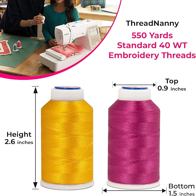 80 Spools Embroidery Sewing Machine Polyester Thread 120D/2 40weight Each Spool 500M(550) Compatible with Janome, Brother Babylock Singer Pfaff Husqvarna Bernina Machine
