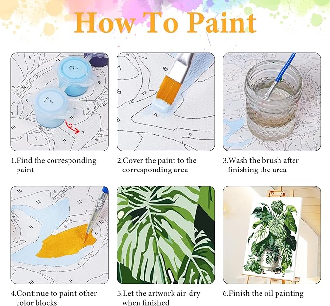 Framed Paint by Numbers Kit for Adults Beginner Plant, Adult Paint by Number Kits on Canvas Framed Green Plant, DIY Acrylic Oil Painting by Numbers with Frame, Perfect for Home Decor Gift 8 X 12 Inch