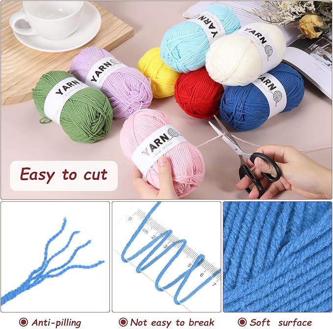6Pcs Blue Acrylic Yarn 790 Yard 4 Ply Soft Crochet Yarns Sport Weight Yarn,[for DIY Crocheting Knitting Craft Blankets Hats]-300g