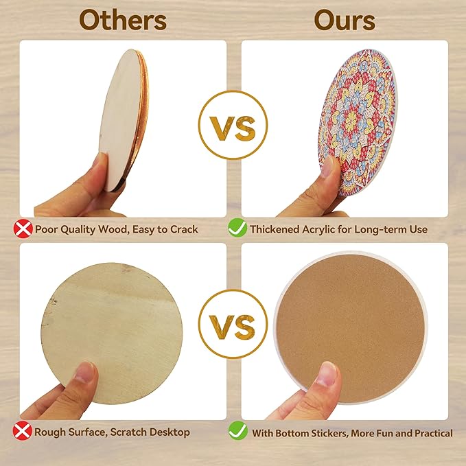 Vcekract Diamond Painting Coasters, 6 Pcs Mandala Diamond Art Coasters with Holder, Crafts Kits for DIY Coasters, Adult Crafts Projects Kits Women