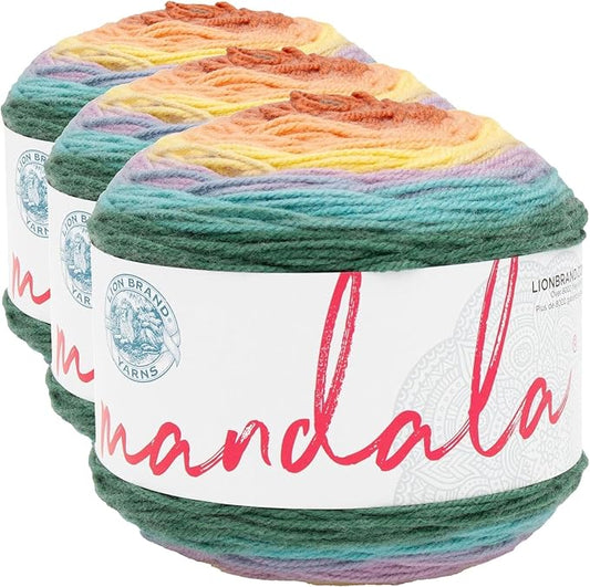 Lion Brand Yarn Mandala, Multicolor Yarn for Knitting, Crochet and Crafting, Doxy, 3 Pack