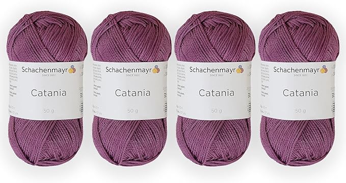 4 Skein/Pack Schachenmayr (SMC) Catania Originals Yarn, Each Ball 1.76 Oz (50gr) / 136 Yards (125 m), 100% Mercerized Cotton for Knitting and Crochet Yarn, Sport Weight, 240 - Hyacinth