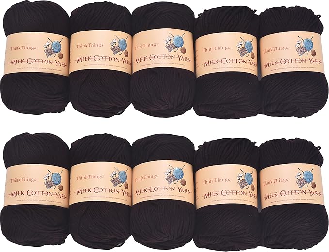 Acrylic Coffee Yarn for Crocheting - Brown Hand Knitting Thread - Coffee Weaving DIY Bulk Yarns - 10Balls 17.6 Ounces Large for Beginners