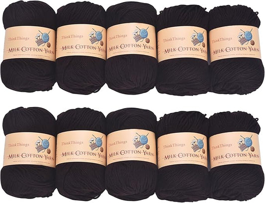 Acrylic Coffee Yarn for Crocheting - Brown Hand Knitting Thread - Coffee Weaving DIY Bulk Yarns - 10Balls 17.6 Ounces Large for Beginners